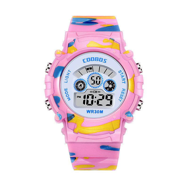 Colorful Luminous Waterproof Multi-function Male And Female Student Electronic Watch