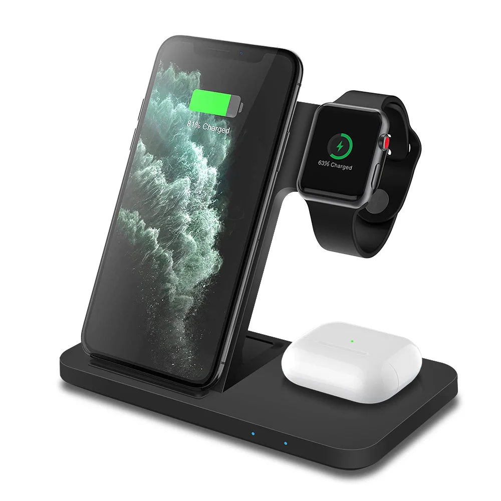 Mobile phone holder watch headset wireless charger