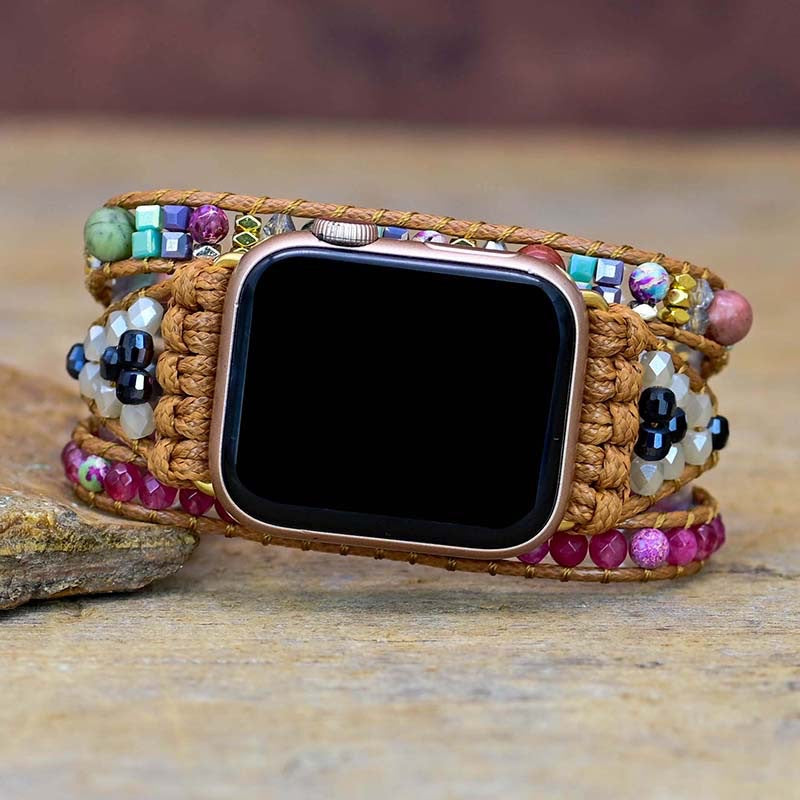 3-Layer Amethyst Wax Rope Watch Strap