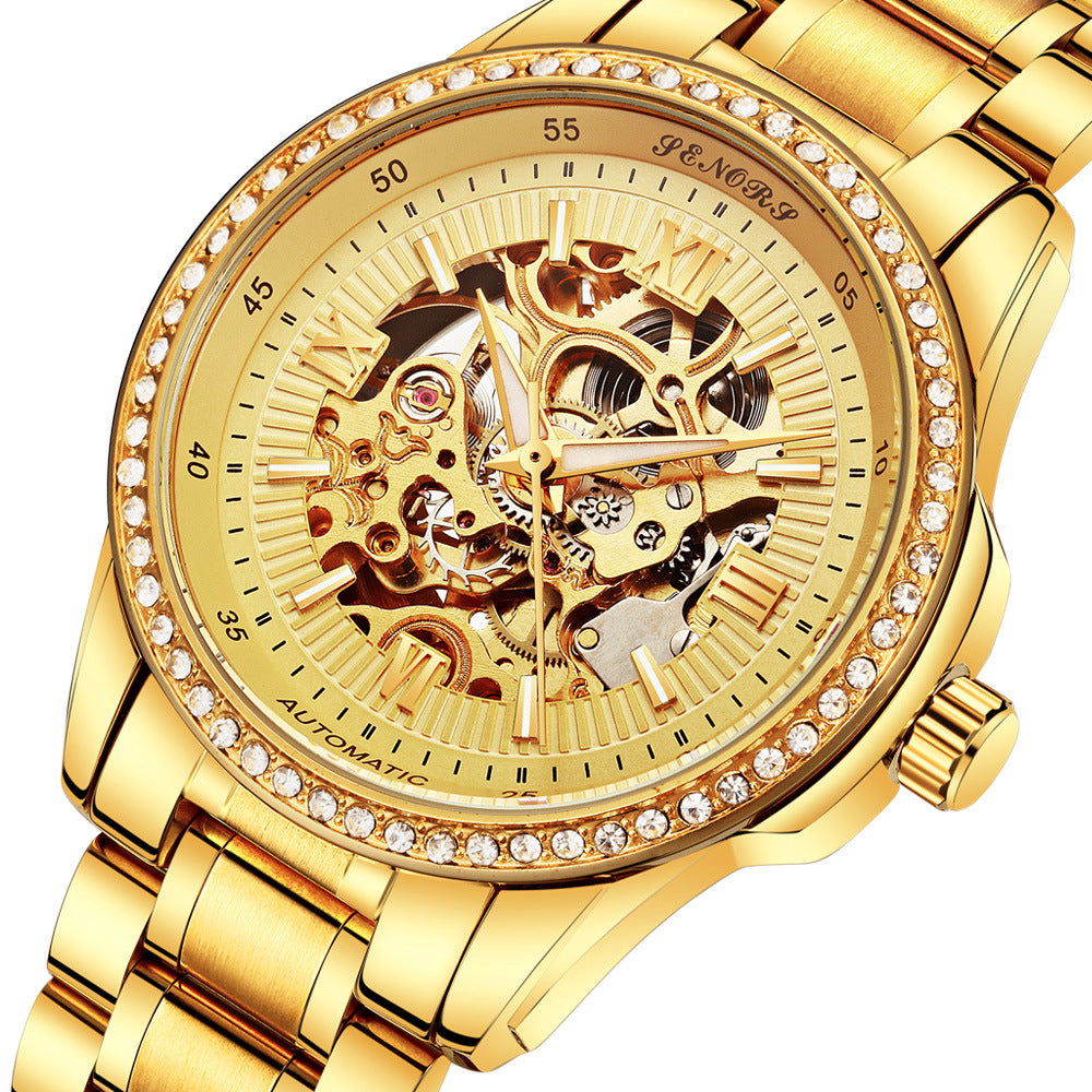 Cross hollow automatic mechanical watches