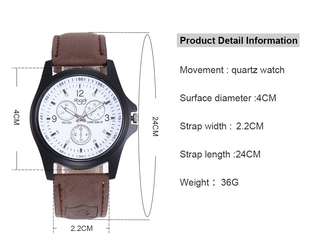 Three-eye sapphire crystal quartz watch
