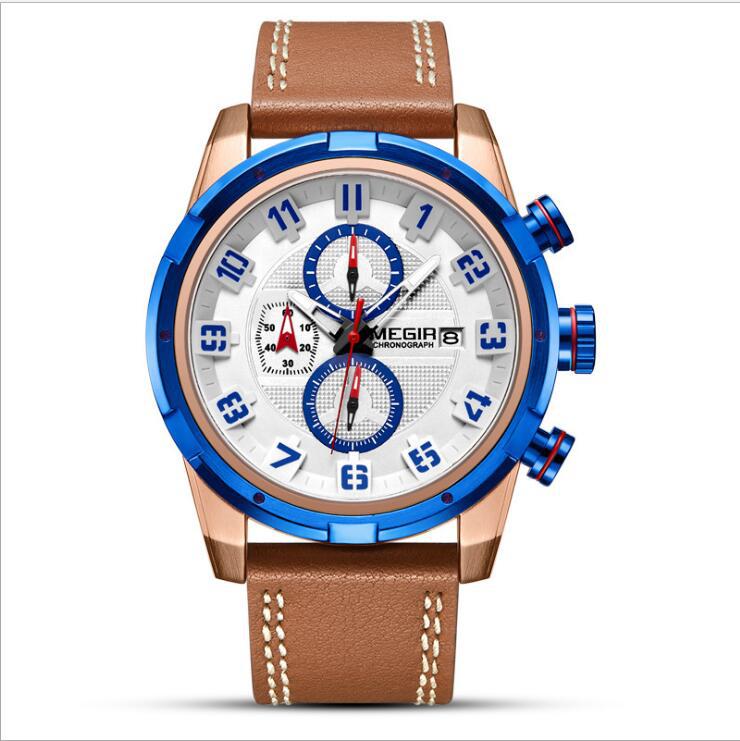 Multifunctional Sports Chronograph Leather Quartz Watch