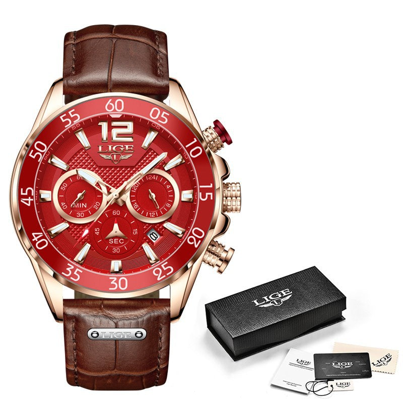 Quartz Watch Men'S Waterproof Wristwatch Multi Function Chronograph