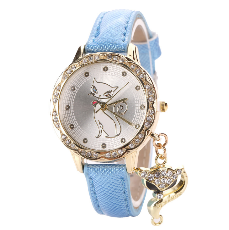 Fashion Cute Cat Pattern watch bracelets Clock