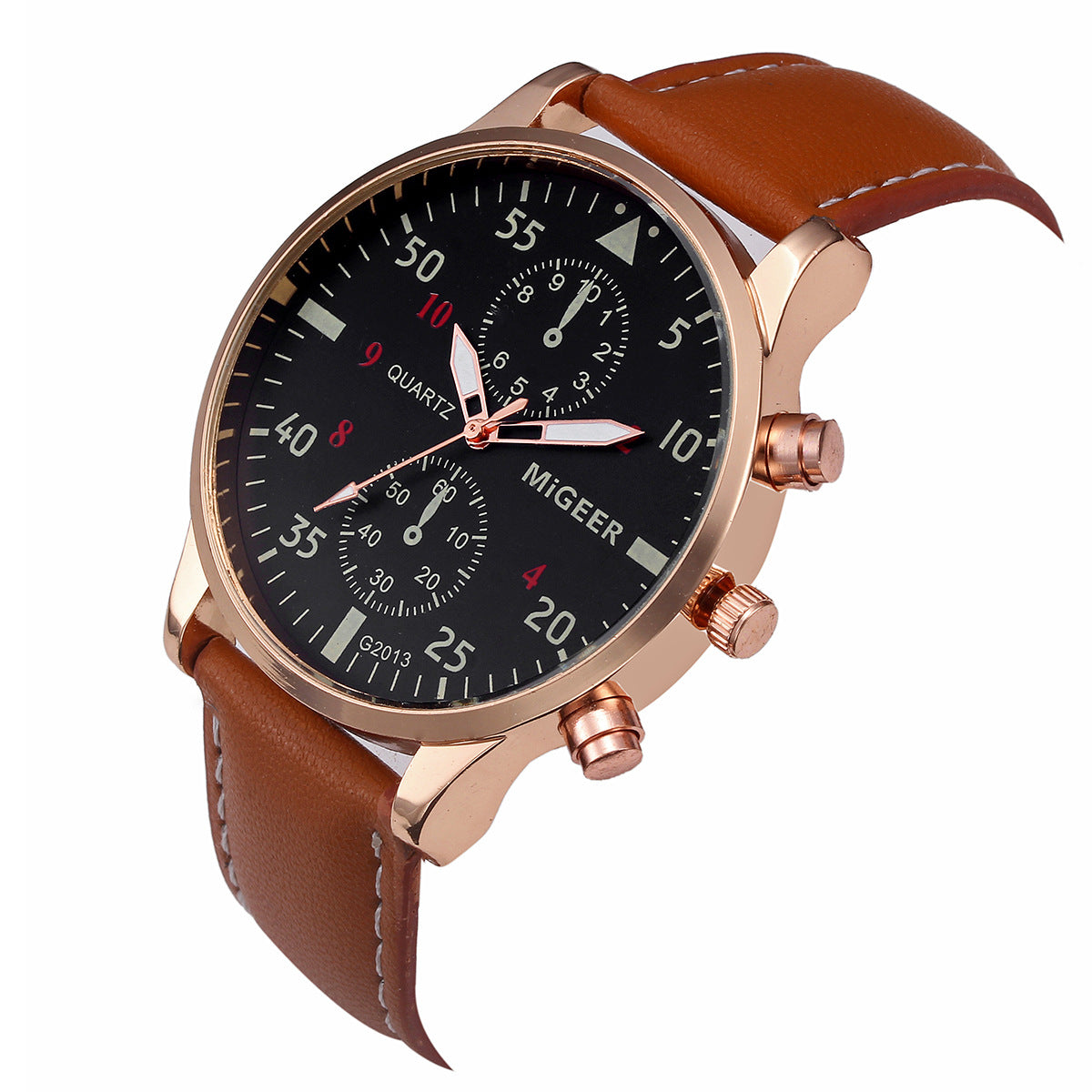 MIGEER Retro Design Men Watches Casual PU Leather Band