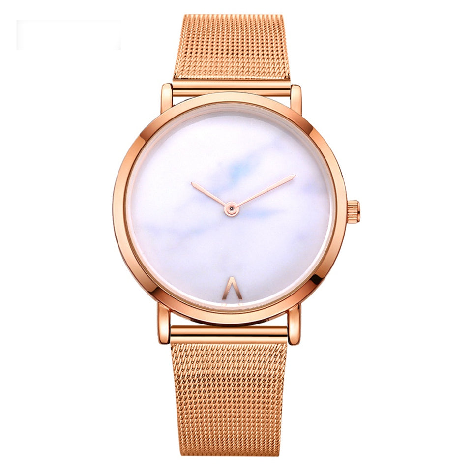 Vansvar creative marble wristwatch casual women quartz