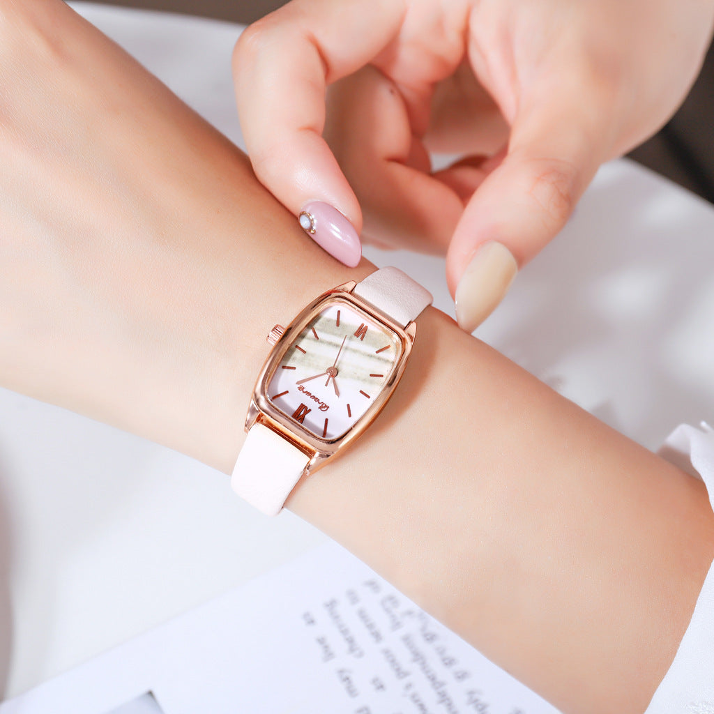 Classic Fashion Square Head Watch Pu Strap Quartz Watch