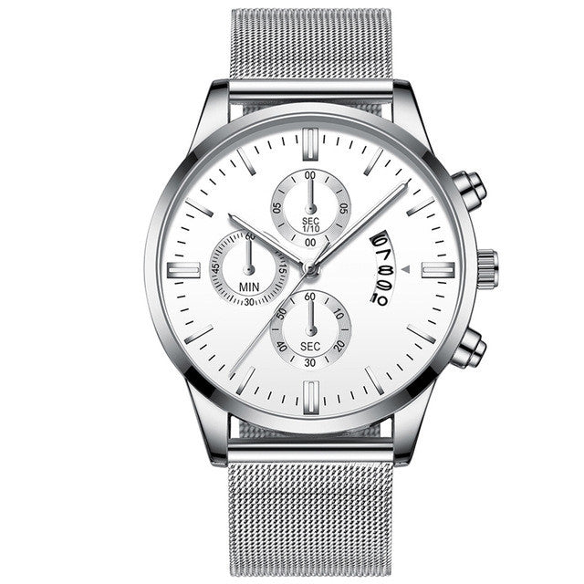 Mens Business Luxury Watches For Men Mesh Band Quartz Watch