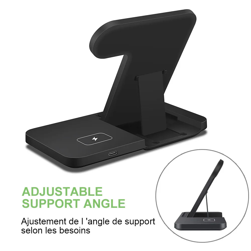 Mobile phone holder watch headset wireless charger