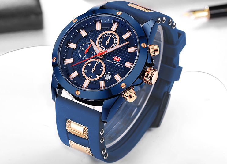 Explosion models hot fashion business men's watch three eye timing sports quartz watch