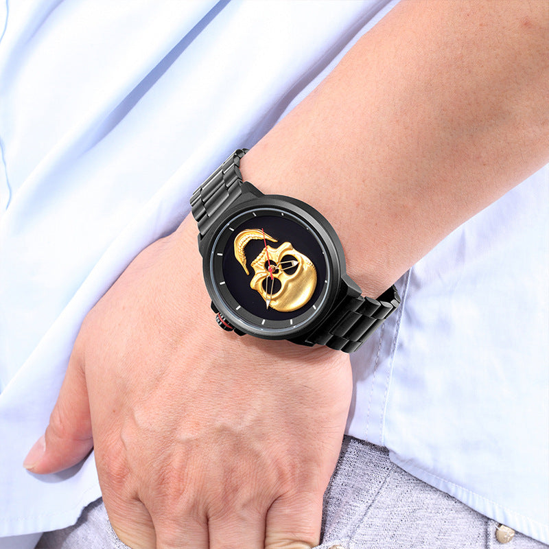 3D Black Watch 2021 Pirate Skull Style Quartz Men Watches