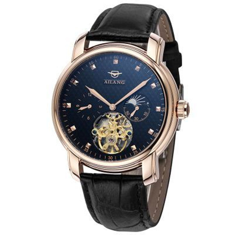 Ailang Automatic Leather Hollow Waterproof Mechanical Watch