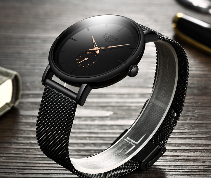 Men's mesh belt quartz watch
