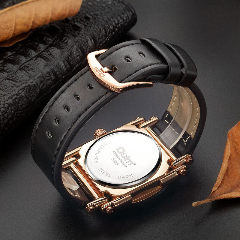 Mens Big Watches OULM Brand Leather Date Quartz Wrist Watch