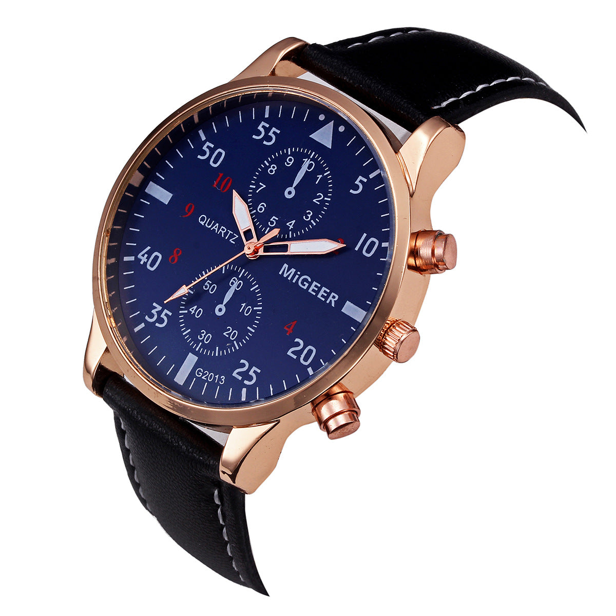 MIGEER Retro Design Men Watches Casual PU Leather Band