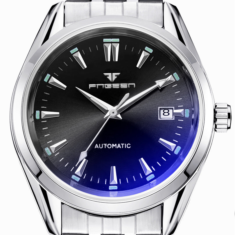 Blue nail automatic skeleton mechanical watch