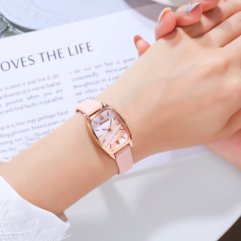 Classic Fashion Square Head Watch Pu Strap Quartz Watch