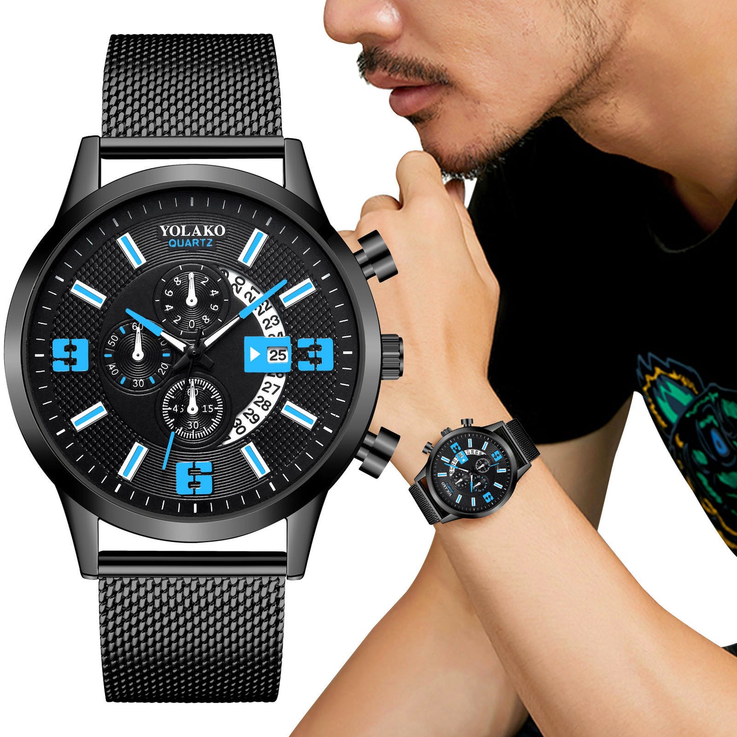Fashion Big Digital Calendar Men's Watch