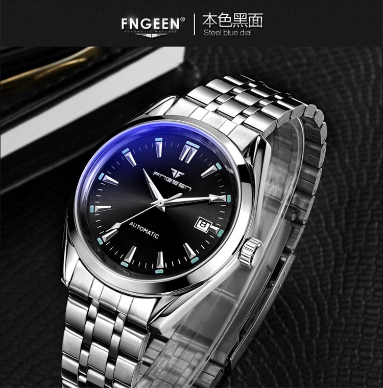 Blue nail automatic skeleton mechanical watch