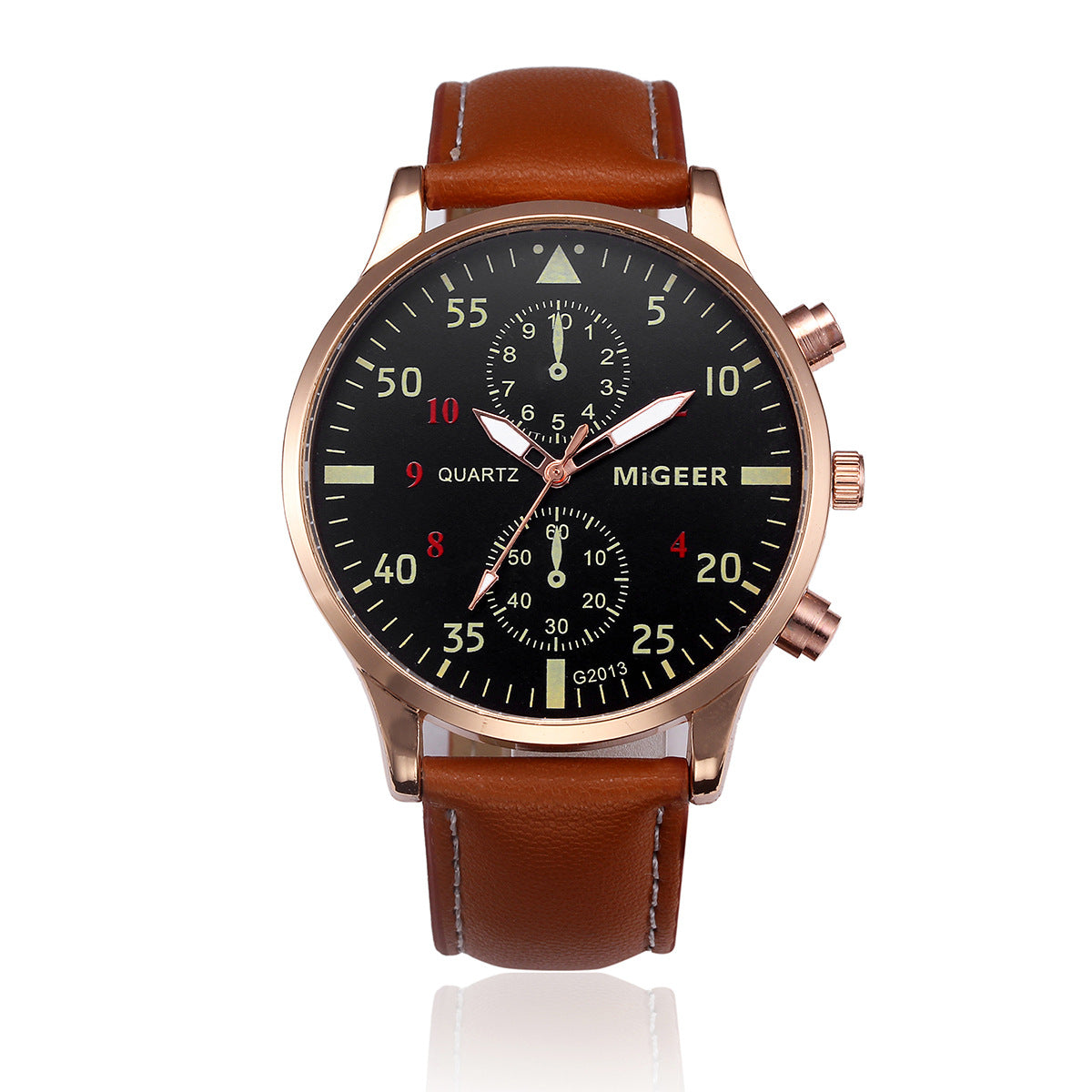 MIGEER Retro Design Men Watches Casual PU Leather Band