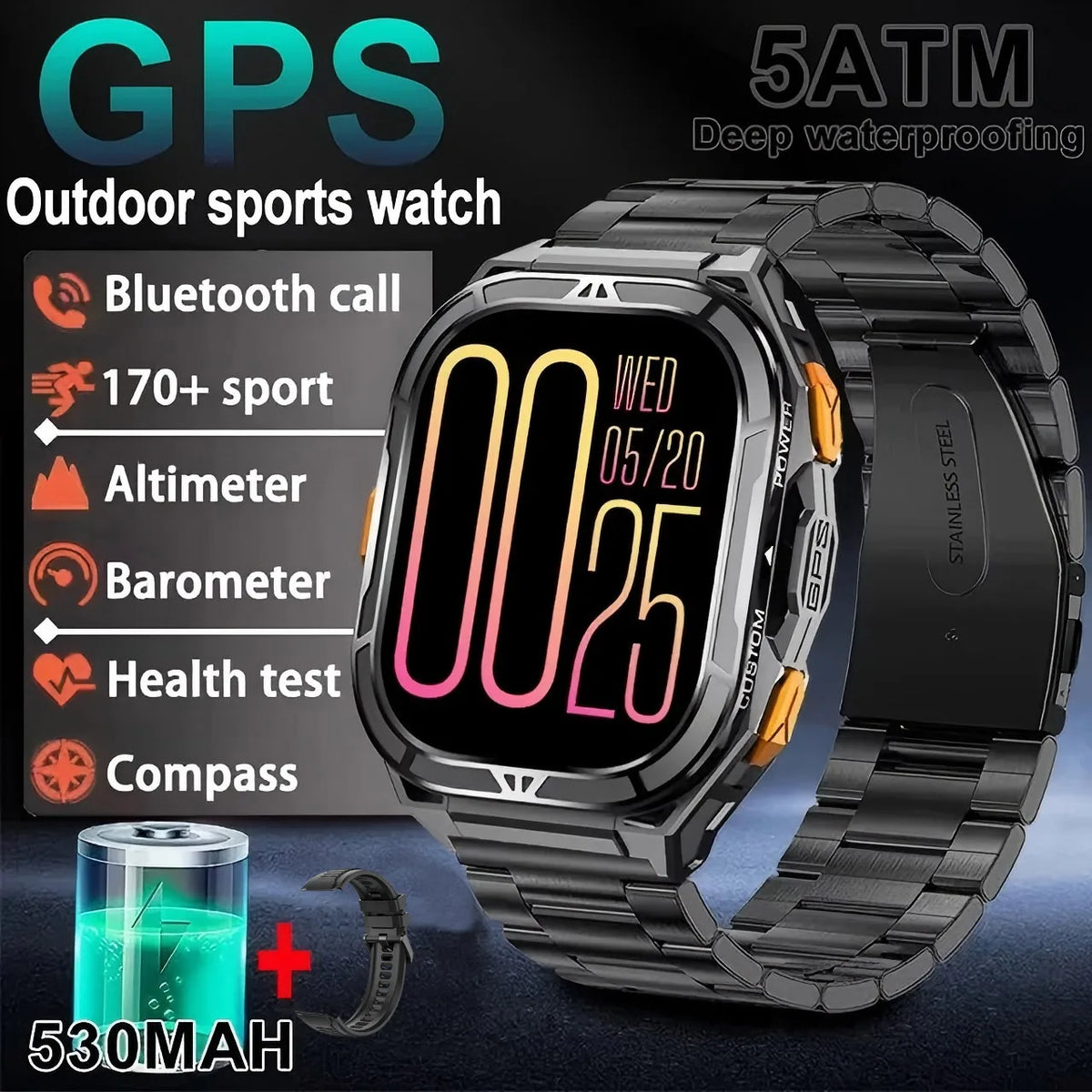 NEW TANK X5 Smartwatch 5ATM Waterproof GPS Dual-Frequency