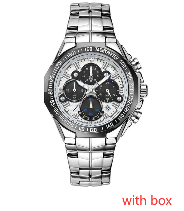 WWOOR Multifunctional Men's Steel Band Six-Hand Quartz Watch