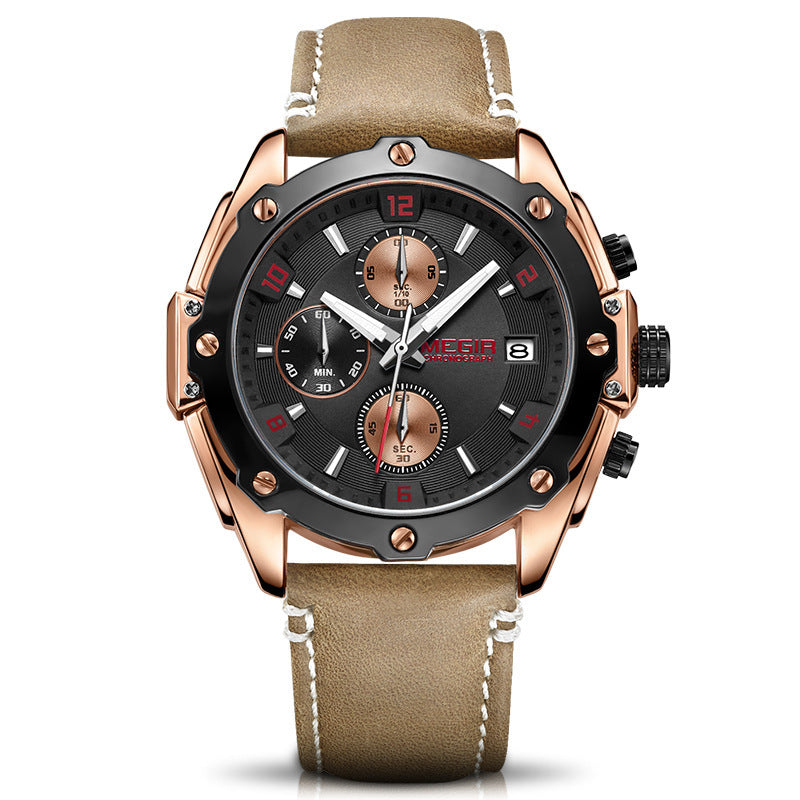 Sports Chronograph Small Three-Hand Calendar Luminous Watch Quartz