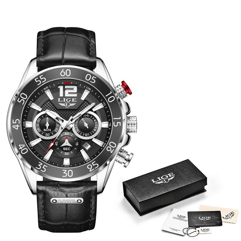 Quartz Watch Men'S Waterproof Wristwatch Multi Function Chronograph