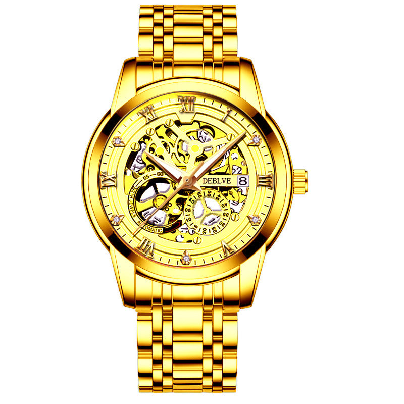 Skeleton Mechanical Hand Calendar Luminous Watch