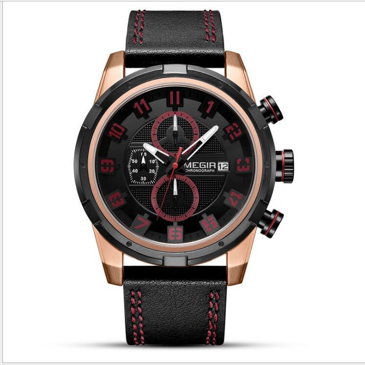 Multifunctional Sports Chronograph Leather Quartz Watch