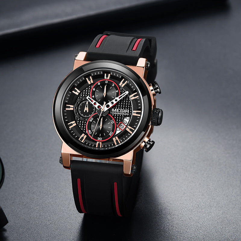 Trend Sports Multifunctional True Three Eyes Quartz Men's Watch