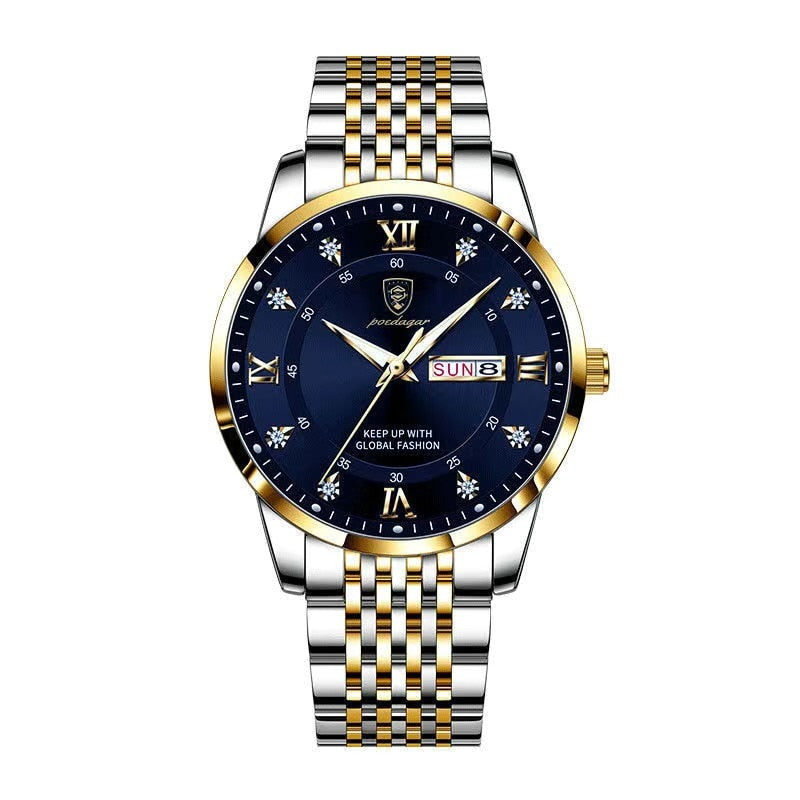 Men Watch Stainless Steel Top Quality Luxury Push Button