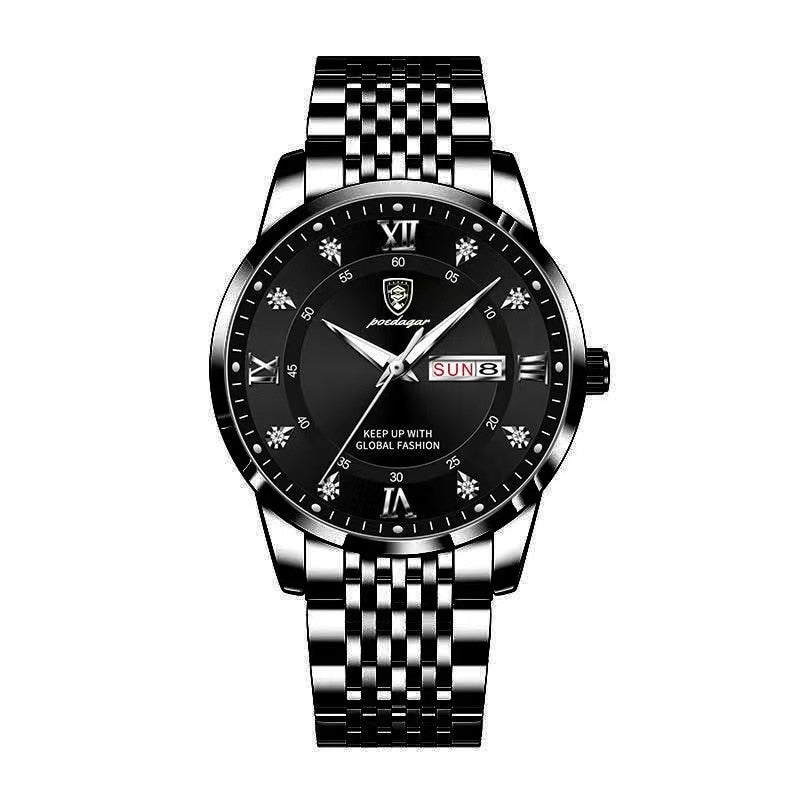 Men Watch Stainless Steel Top Quality Luxury Push Button