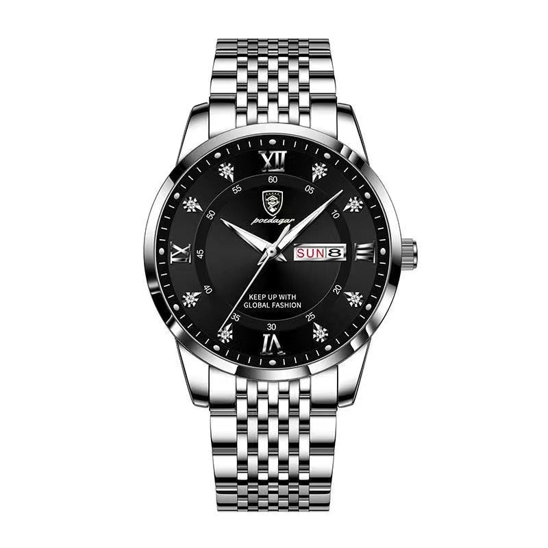 Men Watch Stainless Steel Top Quality Luxury Push Button