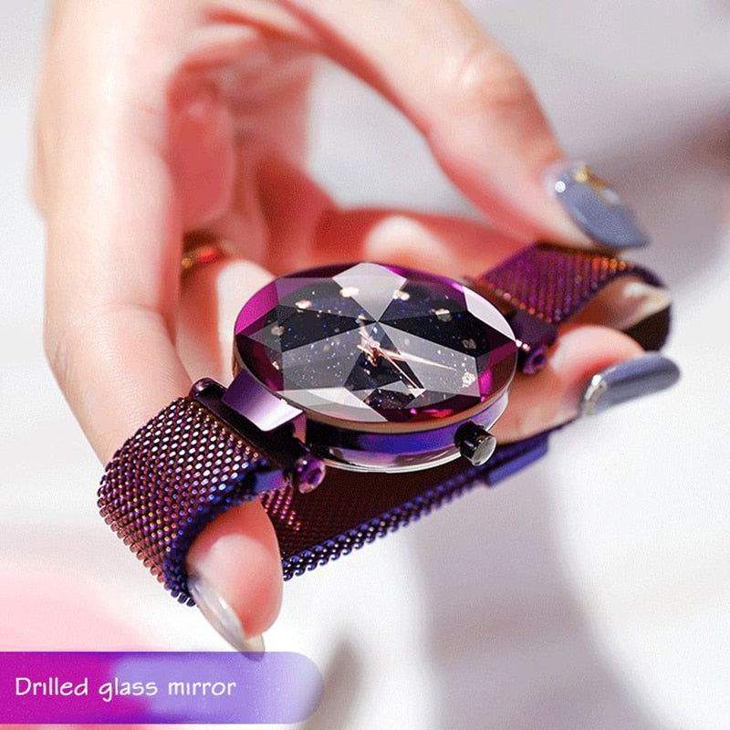 Ladies Magnetic Starry Sky Clock Luxury Women Watches Fashion Diamond