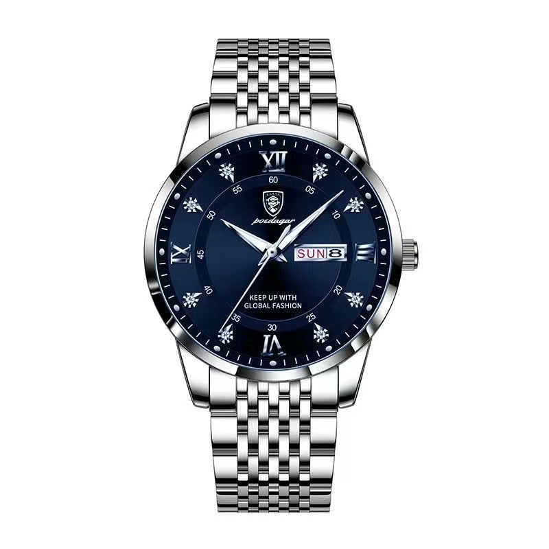 Men Watch Stainless Steel Top Quality Luxury Push Button