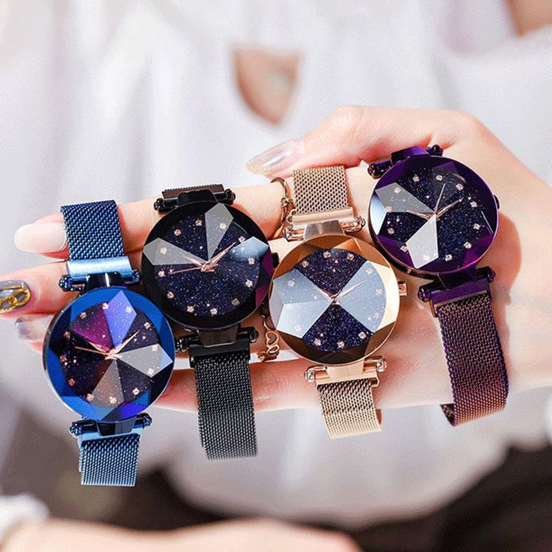 Ladies Magnetic Starry Sky Clock Luxury Women Watches Fashion Diamond