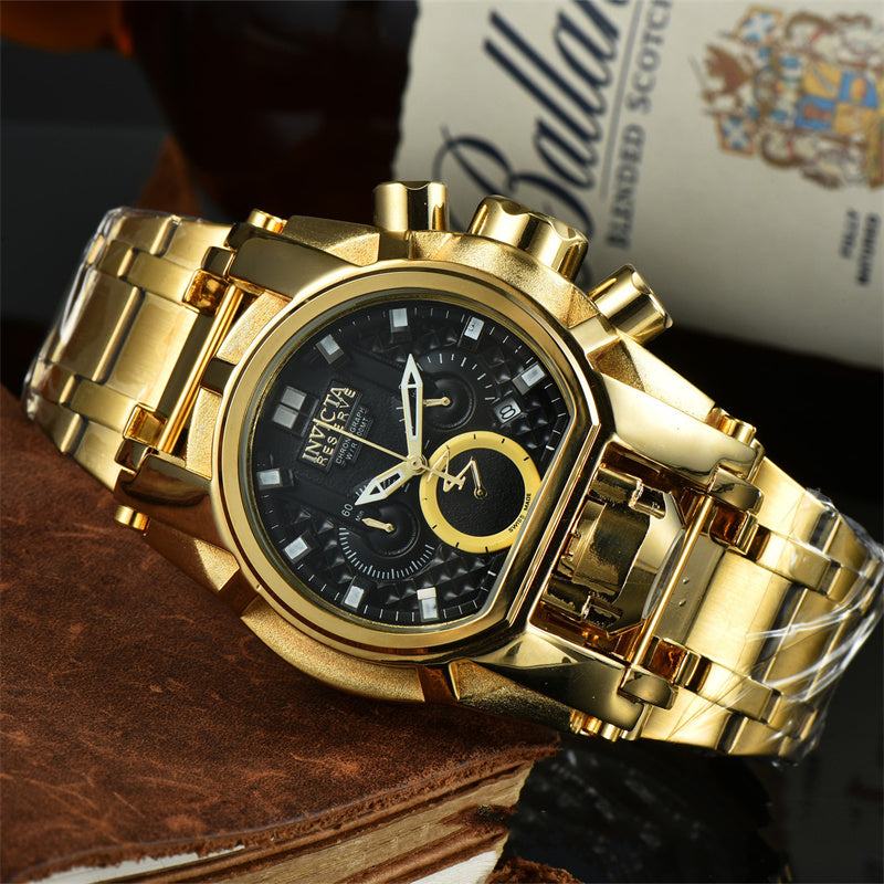 Men's Fashion Large Dial 6 Hands Quartz Watch