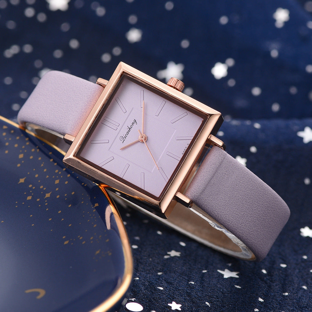 Ladies Fashion Trend Simple Pure Color Scale Belt Quartz Watch