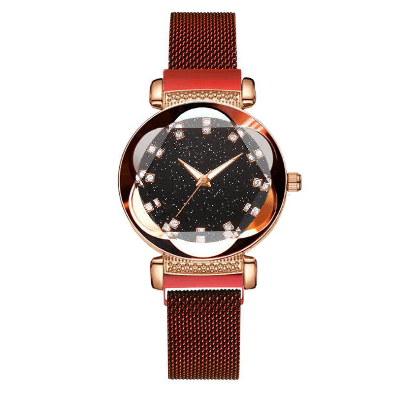 Diamond Starry Sky Digital Luminous Milan Mesh Belt Ladies Watch