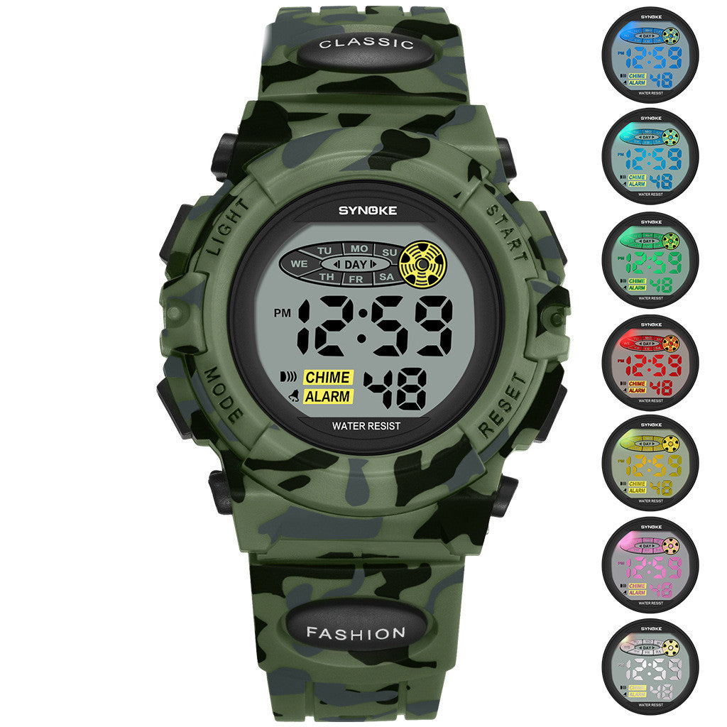 Colorful Luminous Children's Student Personality Camouflage Sports Watch