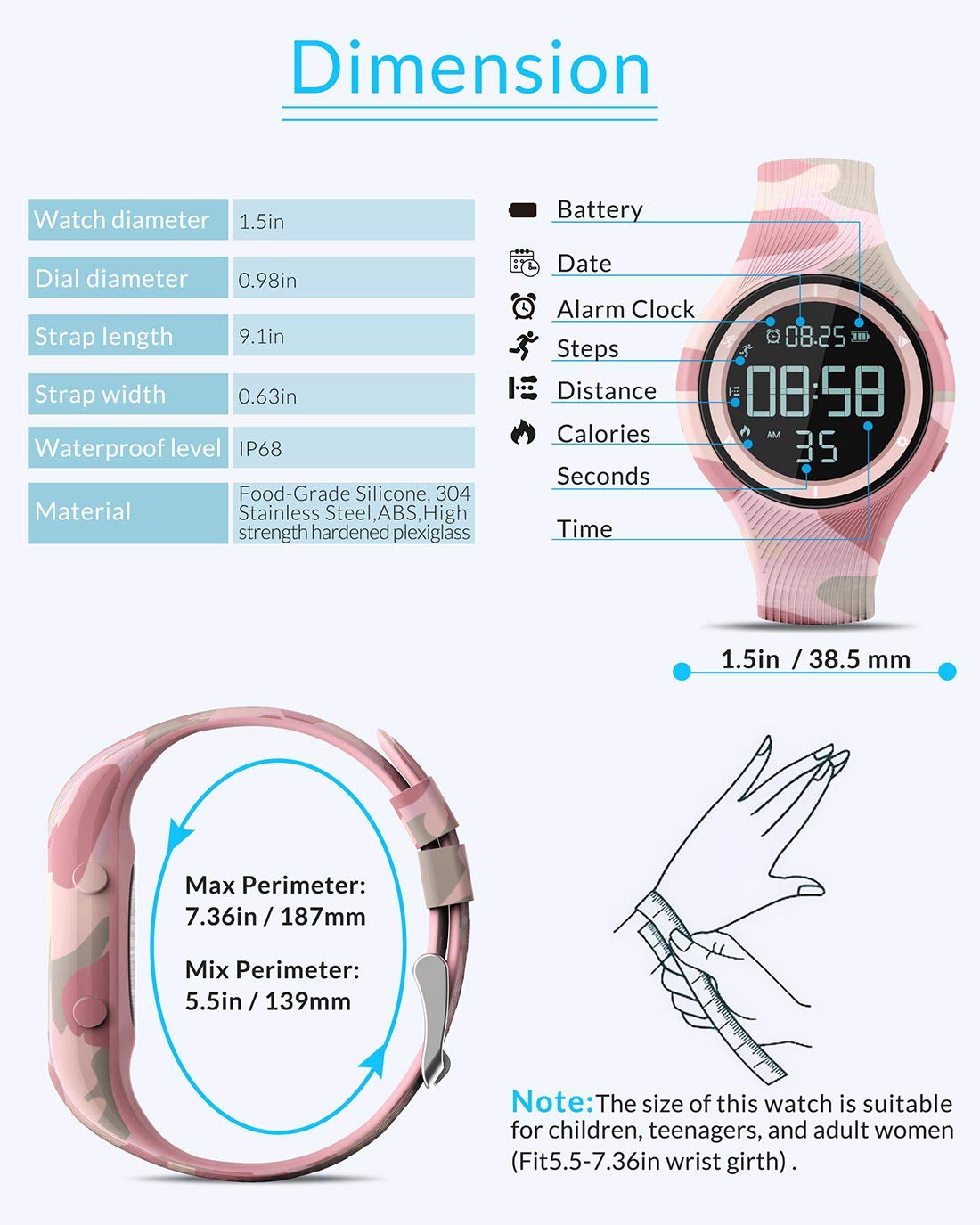 Waterproof sports electronic watch