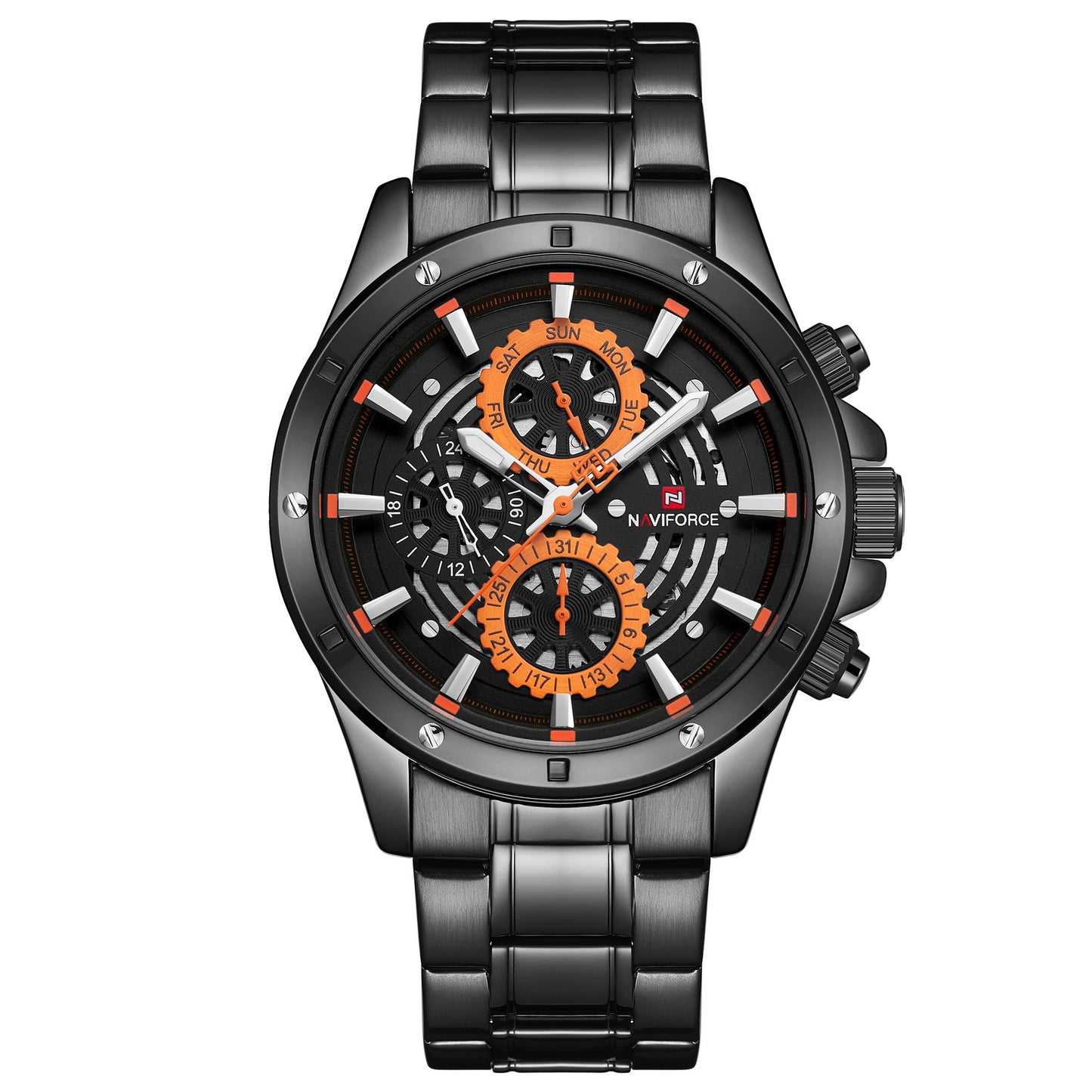 Multi-function three-eye quartz watch