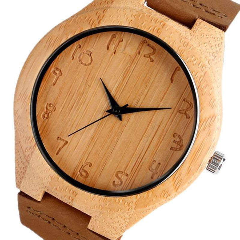 Bamboo Analog Quartz Nature Wood Wrist Watch