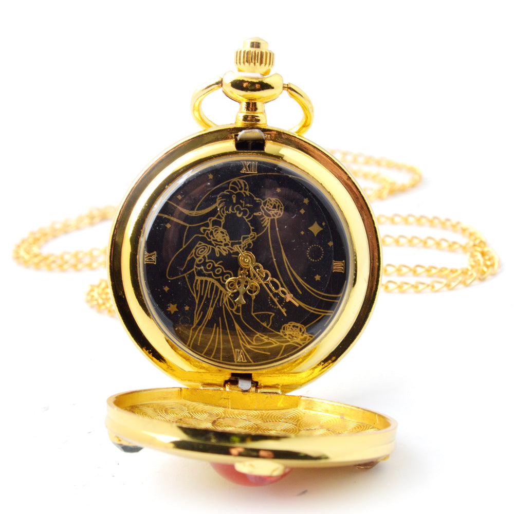 Cartoon female quartz necklace pocket watch beautiful girl with diamond pocket watch