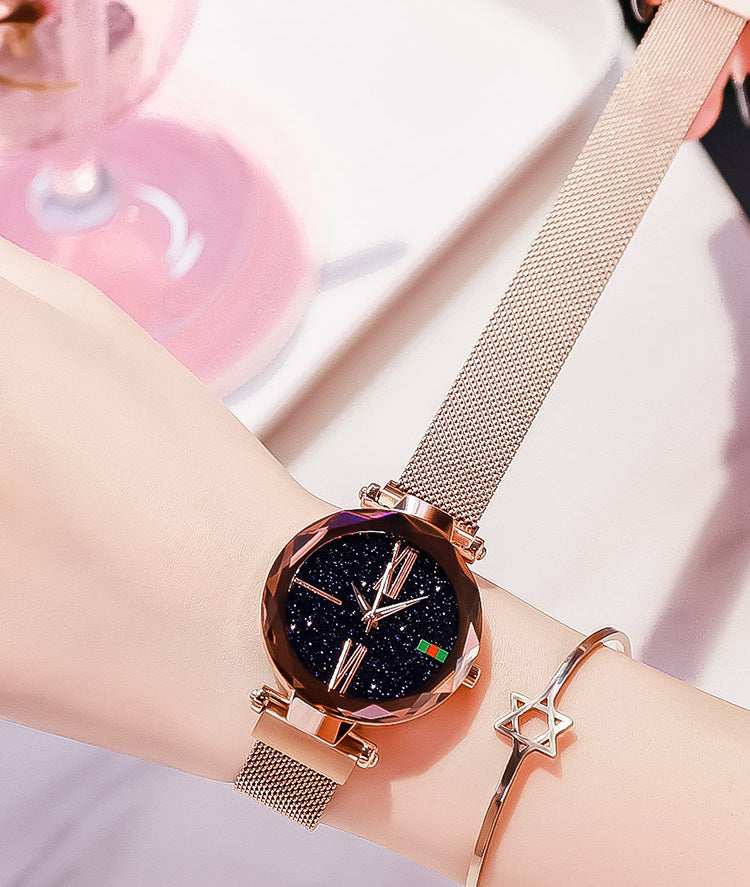 Luxury Women Watches Mesh Ladies Clock Magnet