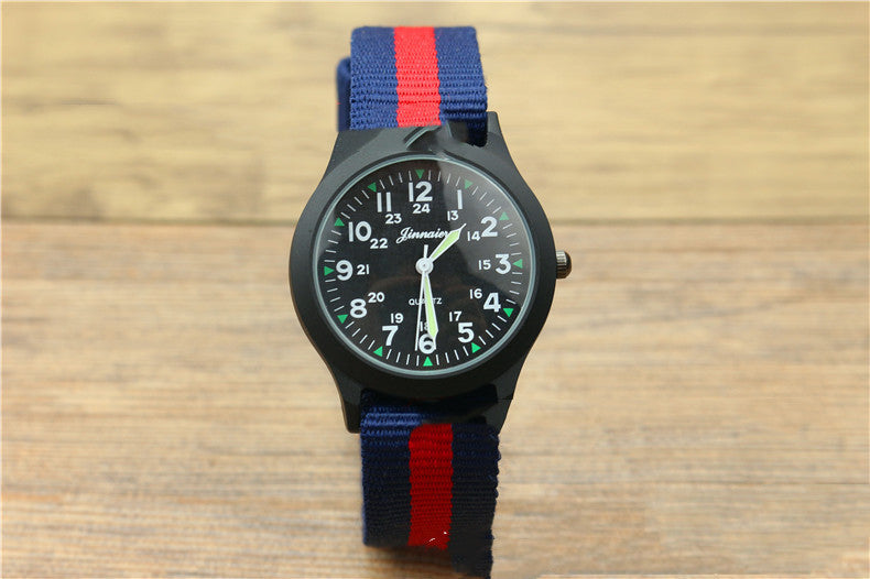 Male and female students outdoor sports nylon watch