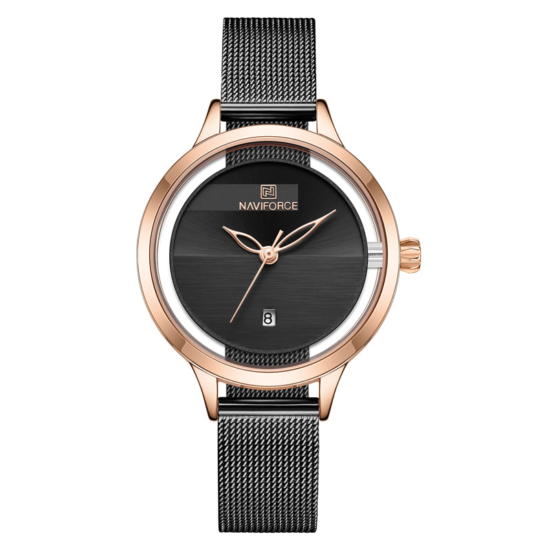 Calendar mesh belt quartz watch female form