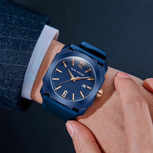 Simple Waterproof Calendar Silicone Band Men's Watch