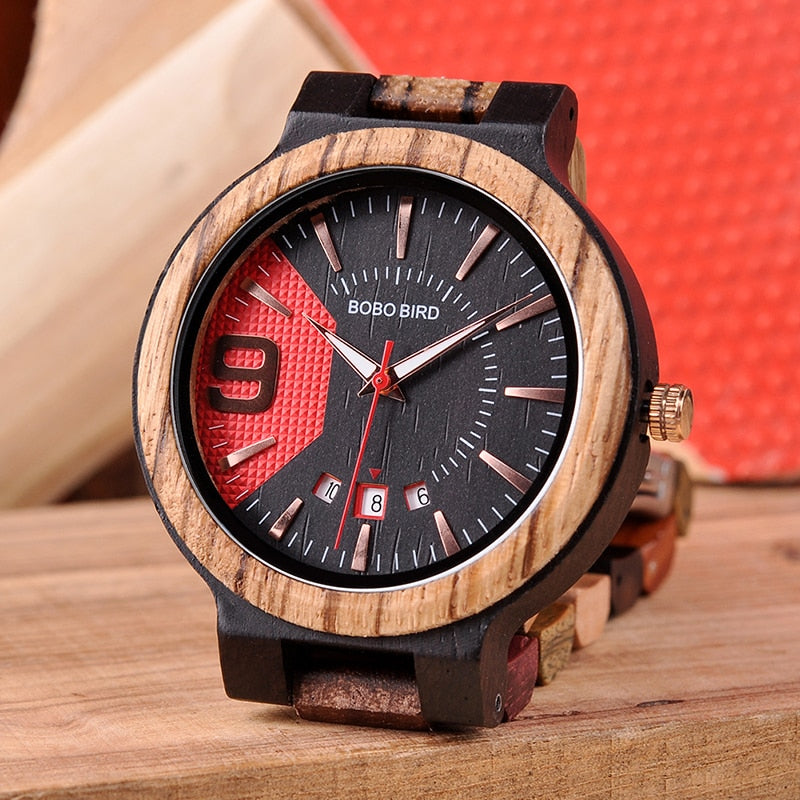 full wood quartz calendar waterproof watch men's watch wood table men's watch